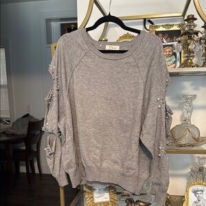 Elan Gray Pearl-Embellished Top